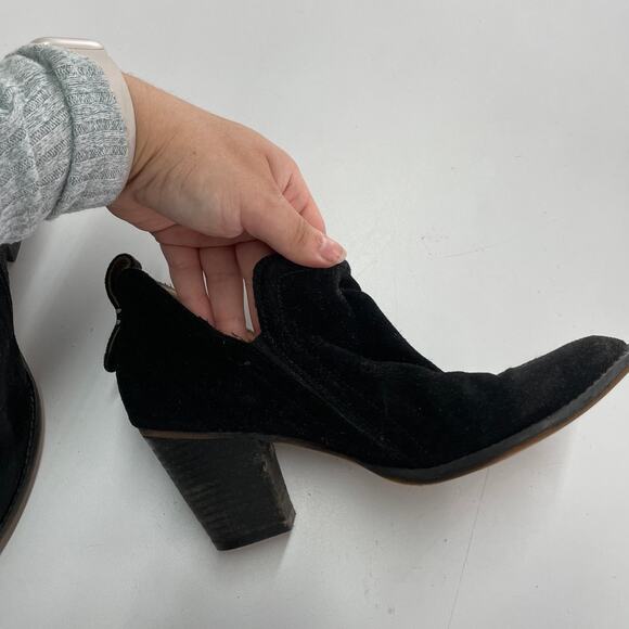 Jeffrey Campbell Shoes Women 9 Black Suede Leather Block Heel Rosalee Ankle Boot - Picture 12 of 12